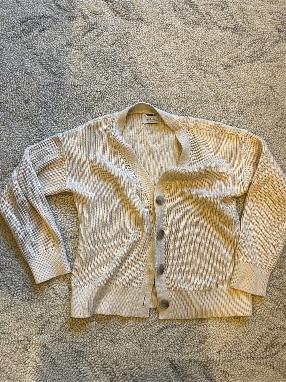 Old Navy Beige Button-Up Knit Cardigan